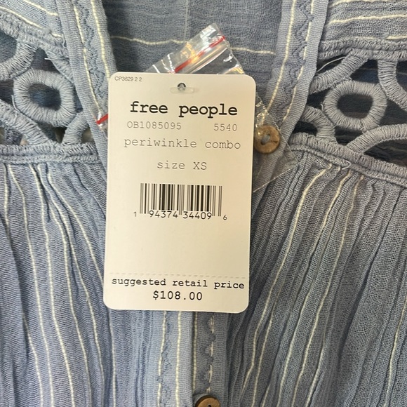 Free People Size XS blue top - Picture 4 of 4